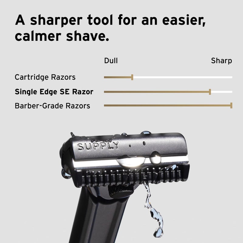SUPPLY Single Edge SE Razor for Men â€“ Premium Metal Razor with Nick-Guard Safety Bar for an Easier, Low-Irritation Single-Blade Shave â€“ Includes 8 Japanese Injector Blades â€“ Classic Matte - Image 3