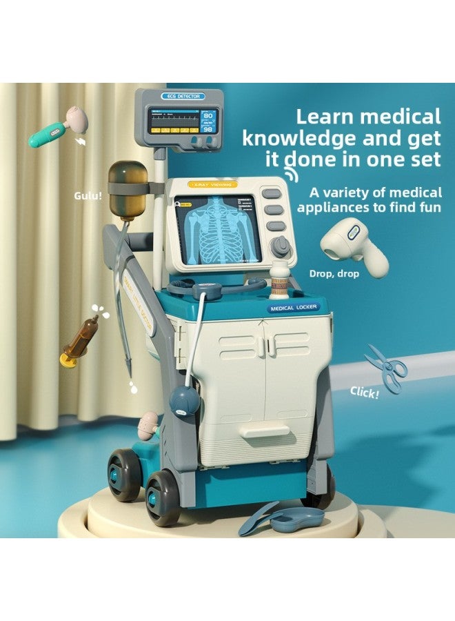 Children's Doctor Play Toy Set Boys And Girls Educational Medical Clinic Play House Stethoscope Injection Tool-Color:(Powder) Medical Operating Table - Image 4