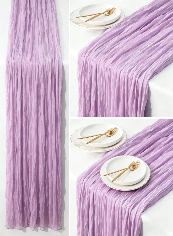 Mealah Cheesecloth Table Runner Purple, Boho Gauze Table Decor for Wedding Baby Shower Birthday Party, Spring Summer Easter Tea Party Decoration - Image 2