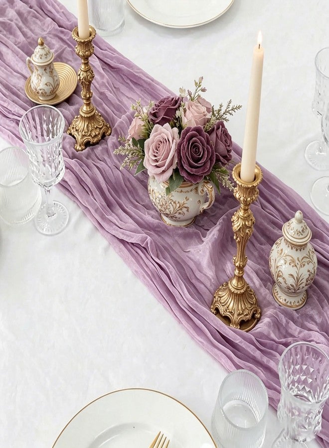Mealah Cheesecloth Table Runner Purple, Boho Gauze Table Decor for Wedding Baby Shower Birthday Party, Spring Summer Easter Tea Party Decoration - Image 5