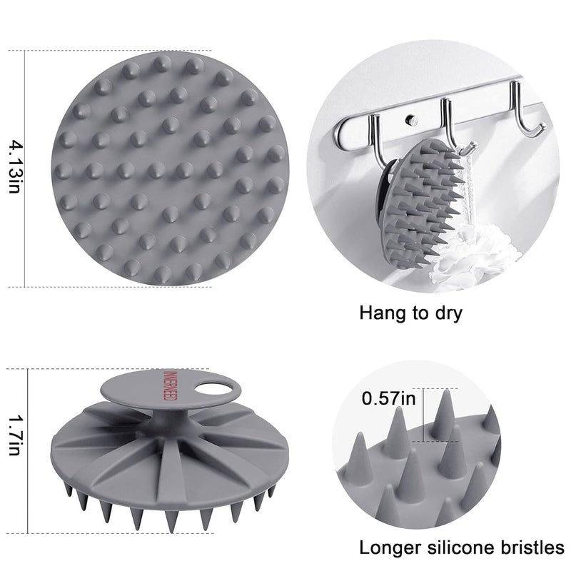 Innerneed One-Piece Scalp Massager Shampoo Brush, Wet & Dry Scalp Care Head Scrubber Hair Washing, Soft Silicone Bristles, for Hair Growth, Dandruff Removal, Comfortable for All Hair Types (Gray) - Image 2