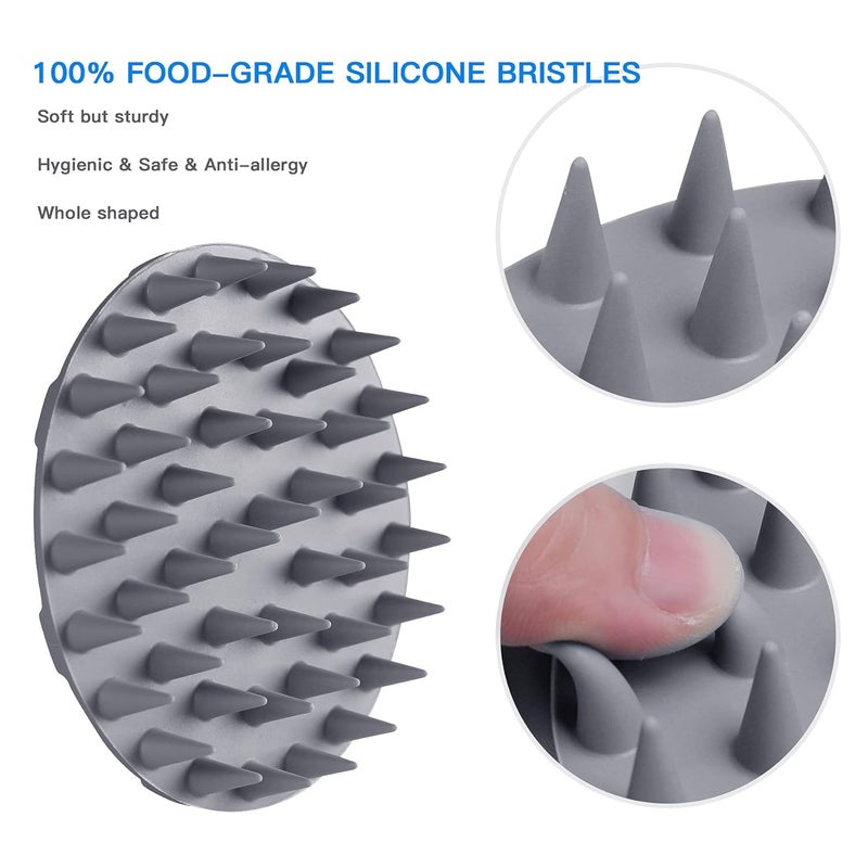Innerneed One-Piece Scalp Massager Shampoo Brush, Wet & Dry Scalp Care Head Scrubber Hair Washing, Soft Silicone Bristles, for Hair Growth, Dandruff Removal, Comfortable for All Hair Types (Gray) - Image 4