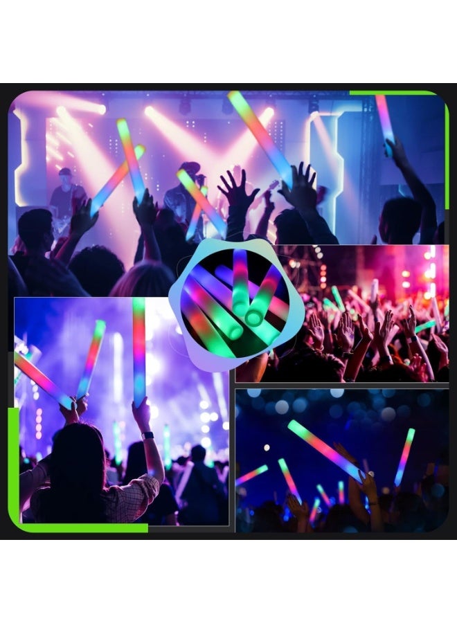 Festive Gallery LED Foam Glow Sticks, Multicolour, RGB Light-Up Batons for Concerts, Parties and Events Pack of 6 - Image 1