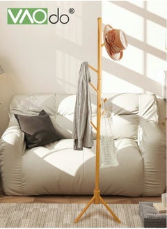 VAOdo 8 Hooks Clothes Hanger Rack Log Color Super Load-Bearing Wooden Coat Rack  - Image 4