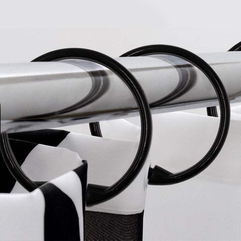Qulable Shower Curtain Rings-12 Pack- Plastic Shower Curtain Hooks O-Shaped Rings Hook Glide Easily on Bathroom Shower Rod(Black) - Image 5