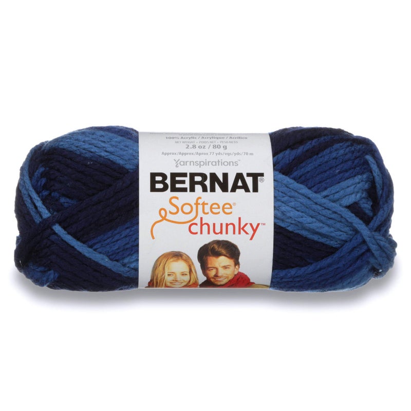 Bernat Softee Chunky Ombre Yarn, 2.5 oz, Gauge 5 Bulky Chunky, 100% Acrylic, Denim Ombre - Image 1