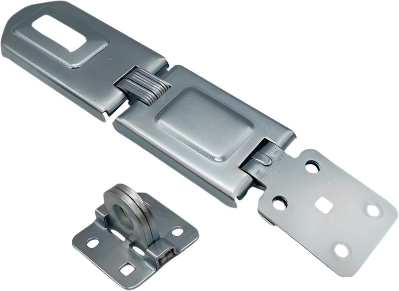 Metal Gate Hasp with Lock, 5.1 in / 13 Cm Heavy Duty Hasp Latch, 2-Fold Door Hasp, Classic American Style, Silver Security Hasp for Shed Door, Include Screws - Image 1