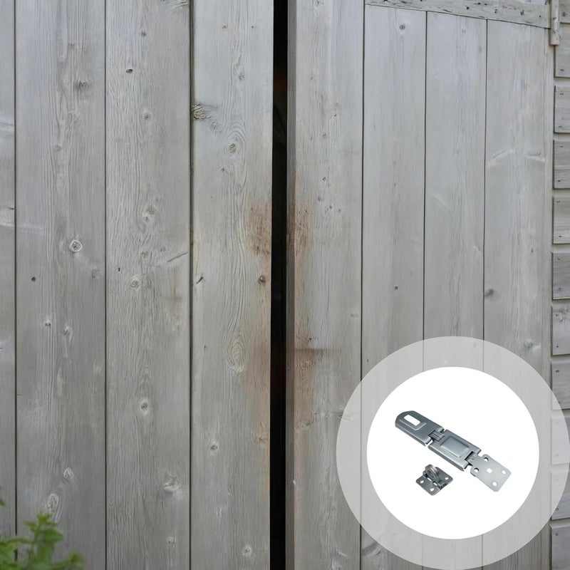 Metal Gate Hasp with Lock, 5.1 in / 13 Cm Heavy Duty Hasp Latch, 2-Fold Door Hasp, Classic American Style, Silver Security Hasp for Shed Door, Include Screws - Image 3