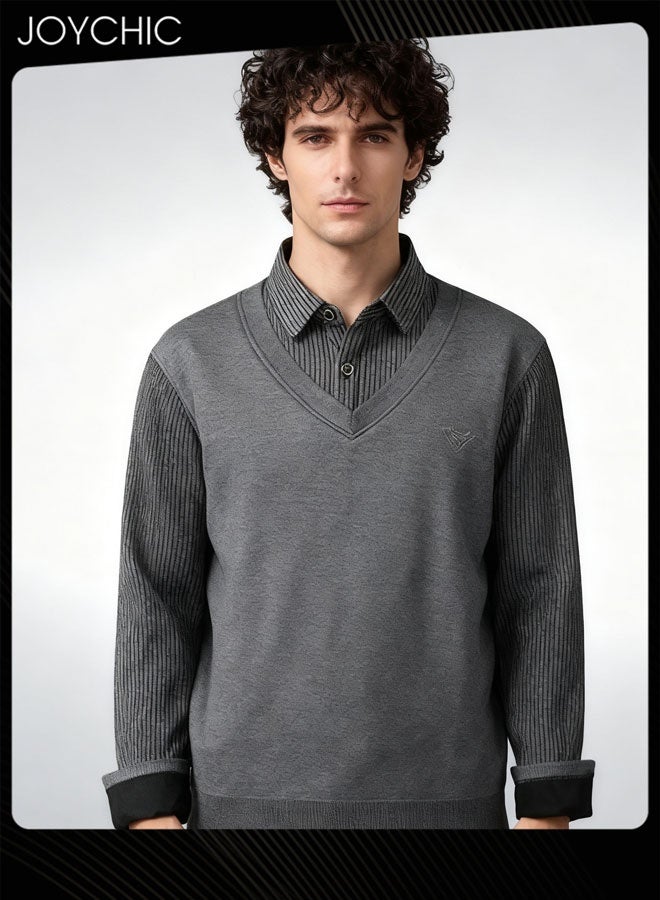 Joychic قميص رجالي كلاسيكي متعدد الاستخدامات بأكمام طويلة لشتاء وخريف دافئ - Image 1