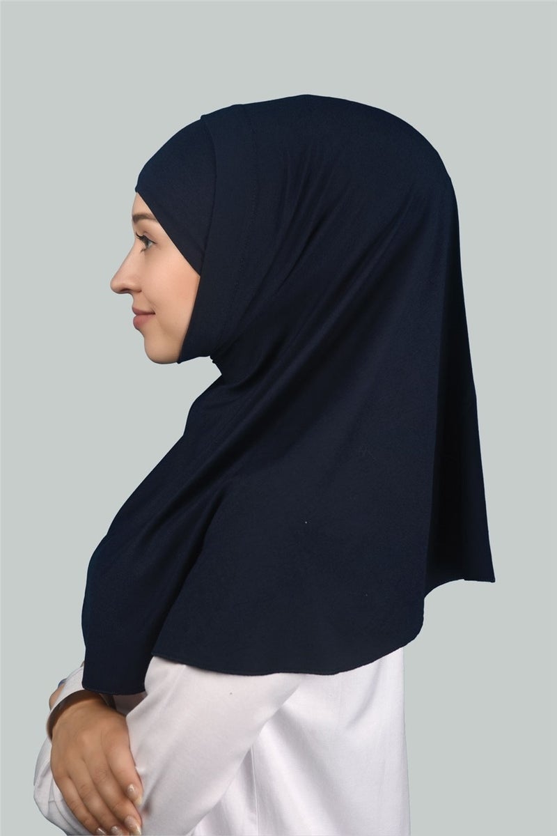 Double Set Practical Scarf, Ready-made Turban and Hijab Hijab Bonnet (Xl) - Navy Blue