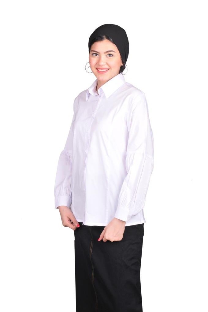 women casual shirt pump sleeves -white color - Image 1