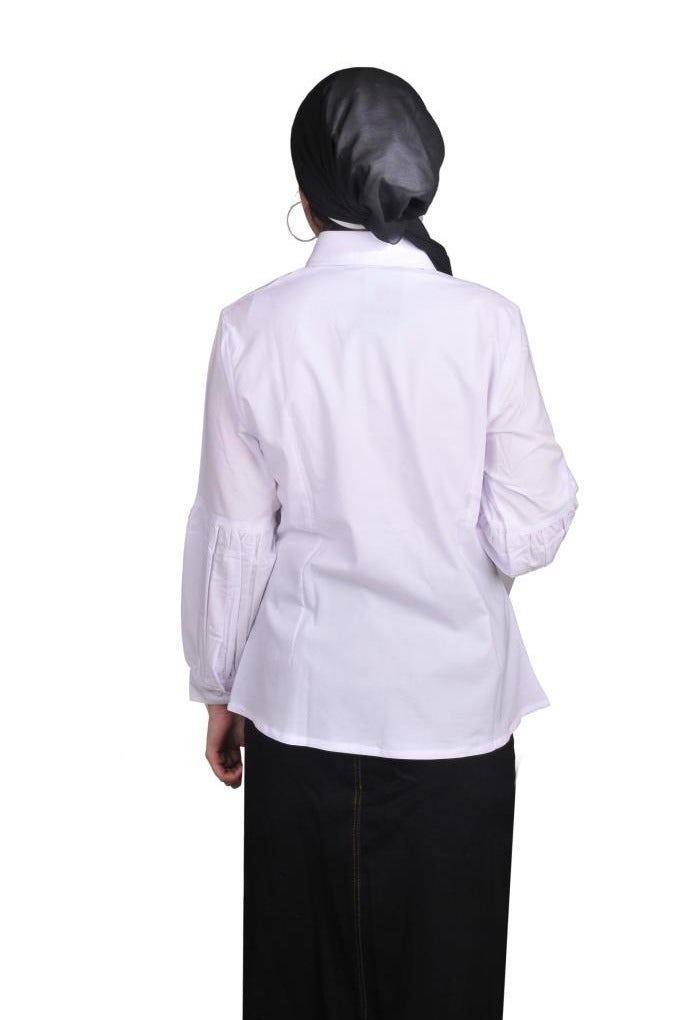 women casual shirt pump sleeves -white color - Image 3