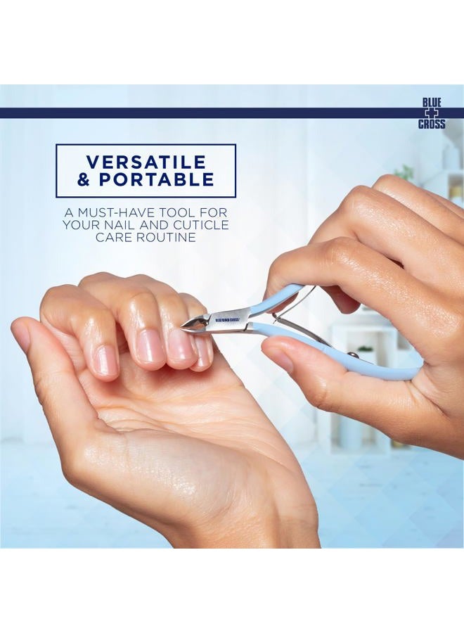 Blue Cross Cuticle Remover Nippers, Professional Nail Care Cutter & Trimmer, Fingernail + Toenail Clippers Tool for at Home DIY Manicures with Stainless Steel Sharp Durable Blades, 6mm Jaw Size, Blue - Image 4