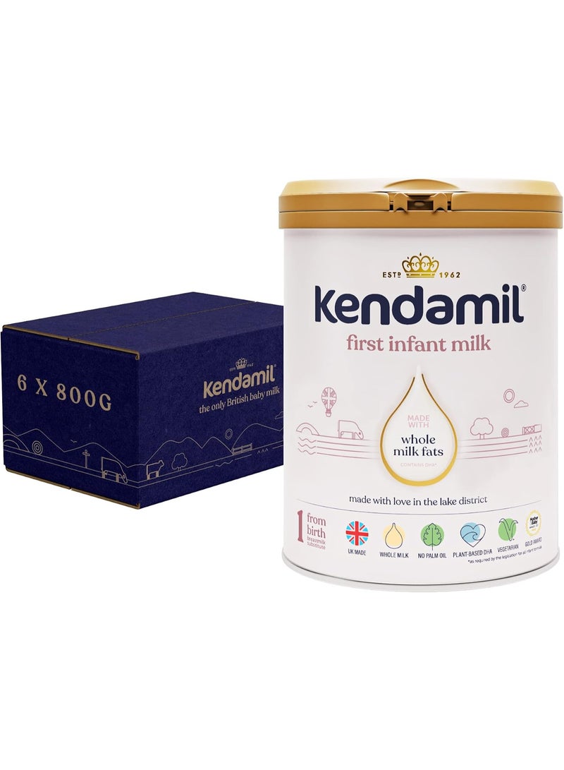 Kendamil Classic Stage 1 First Infant Milk (0–6 Months), 800g (Pack of 6) - Image 1