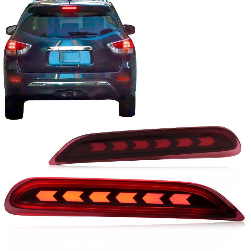 GEEGEETOP Red Lens LED Rear Reflector Bumper Fog Light Assembly Compatible With Nissan Altima Rogue Pathfinder Leaf Infiniti Q50 QX60 QX80 QX30 Functions 3In1 Red Style