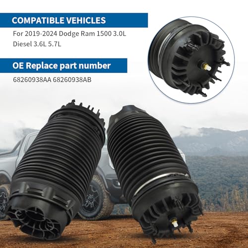 chsuatuo 2Pcs Rear Air Suspension Spring Bags 68260938AA Compatible with Dodge Ram 1500 2019-2024 Replacement OE 68260938AB - Image 4