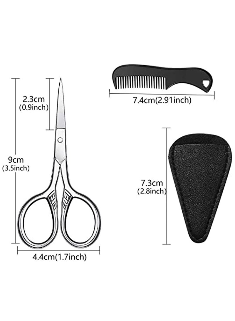 KASTWAVE Beard Trimming Scissors Set, Grooming Scissors for Men and Mustache Beard Comb Beard Grooming Trim Scissor Kit with Storage Bag - Image 4