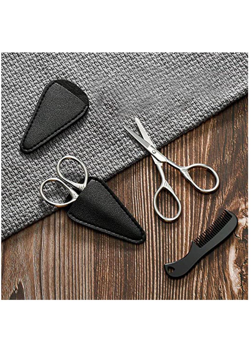 KASTWAVE Beard Trimming Scissors Set, Grooming Scissors for Men and Mustache Beard Comb Beard Grooming Trim Scissor Kit with Storage Bag - Image 5