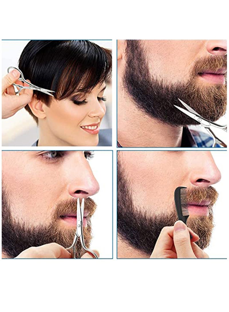 KASTWAVE Beard Trimming Scissors Set, Grooming Scissors for Men and Mustache Beard Comb Beard Grooming Trim Scissor Kit with Storage Bag - Image 2