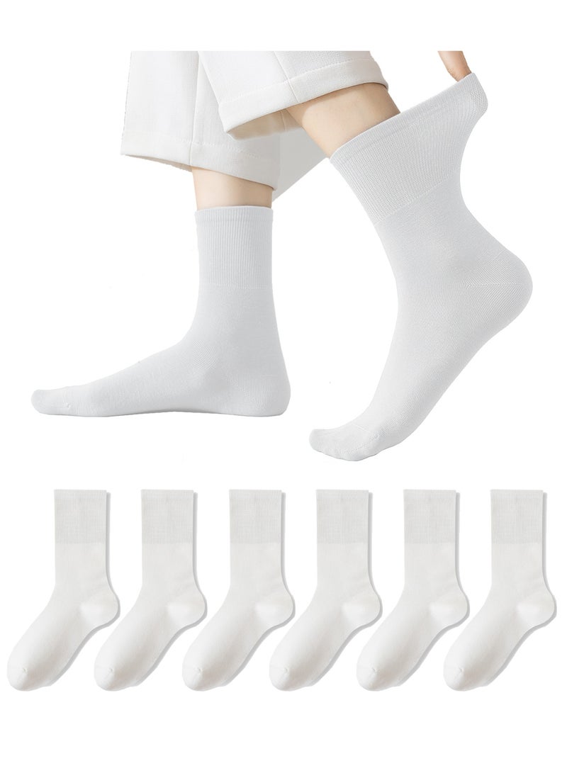 Zuly 6-Pack Women's Mid-Calf Crew Socks - Antimicrobial, Seamless Toe, Breathable Cotton Stackable Socks with AAAAA Grade Antibacterial Treatment for Everyday Comfort - Image 1