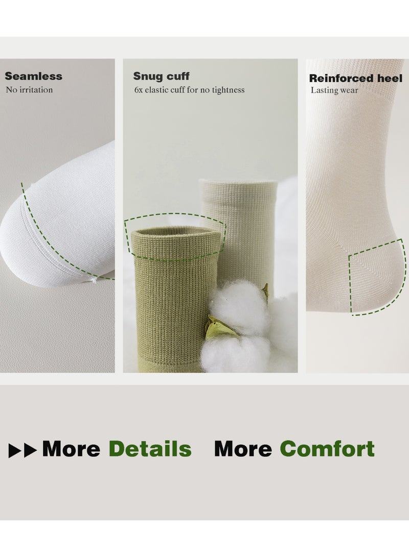 Zuly 6-Pack Women's Mid-Calf Crew Socks - Antimicrobial, Seamless Toe, Breathable Cotton Stackable Socks with AAAAA Grade Antibacterial Treatment for Everyday Comfort - Image 2