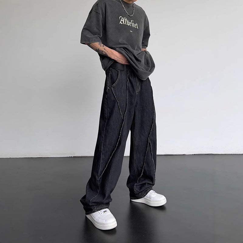 Autumn New Style Distinctive Hip-Hop Straight Leg Jeans Men'S And Women'S Fashionable Loose Casual Wide Leg Men'S Jeans - Image 5