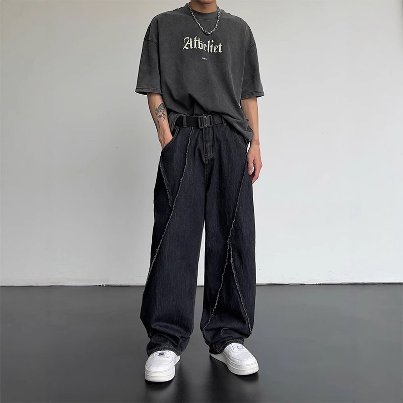 Autumn New Style Distinctive Hip-Hop Straight Leg Jeans Men'S And Women'S Fashionable Loose Casual Wide Leg Men'S Jeans - Image 2