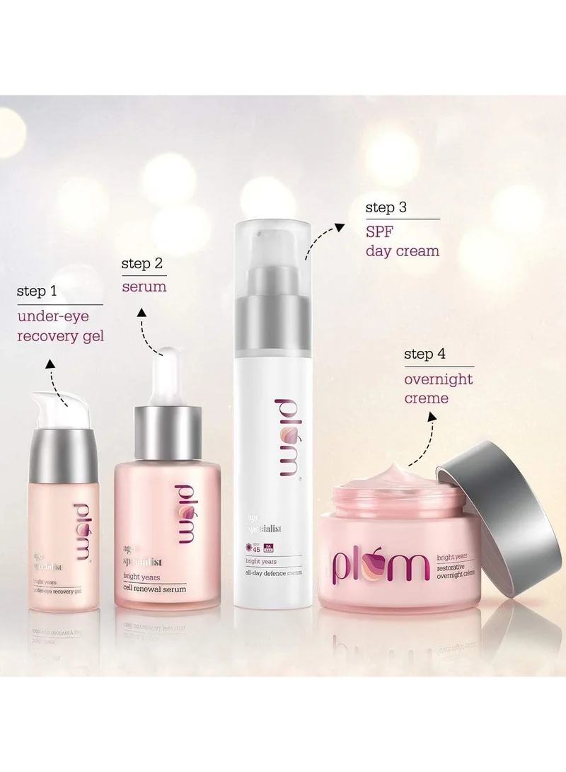Plum  Plum Overnight Cream, Bright Years Restorative Overnight Creme, 50 ml, Age Specialist, For Normal And Dry Skin, Vegan Skin Care for Women | Best Price UAE