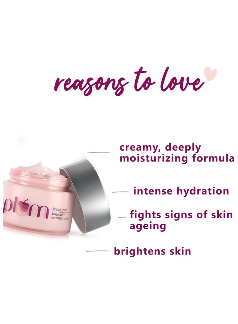 Plum  Plum Overnight Cream, Bright Years Restorative Overnight Creme, 50 ml, Age Specialist, For Normal And Dry Skin, Vegan Skin Care for Women | Best Price UAE