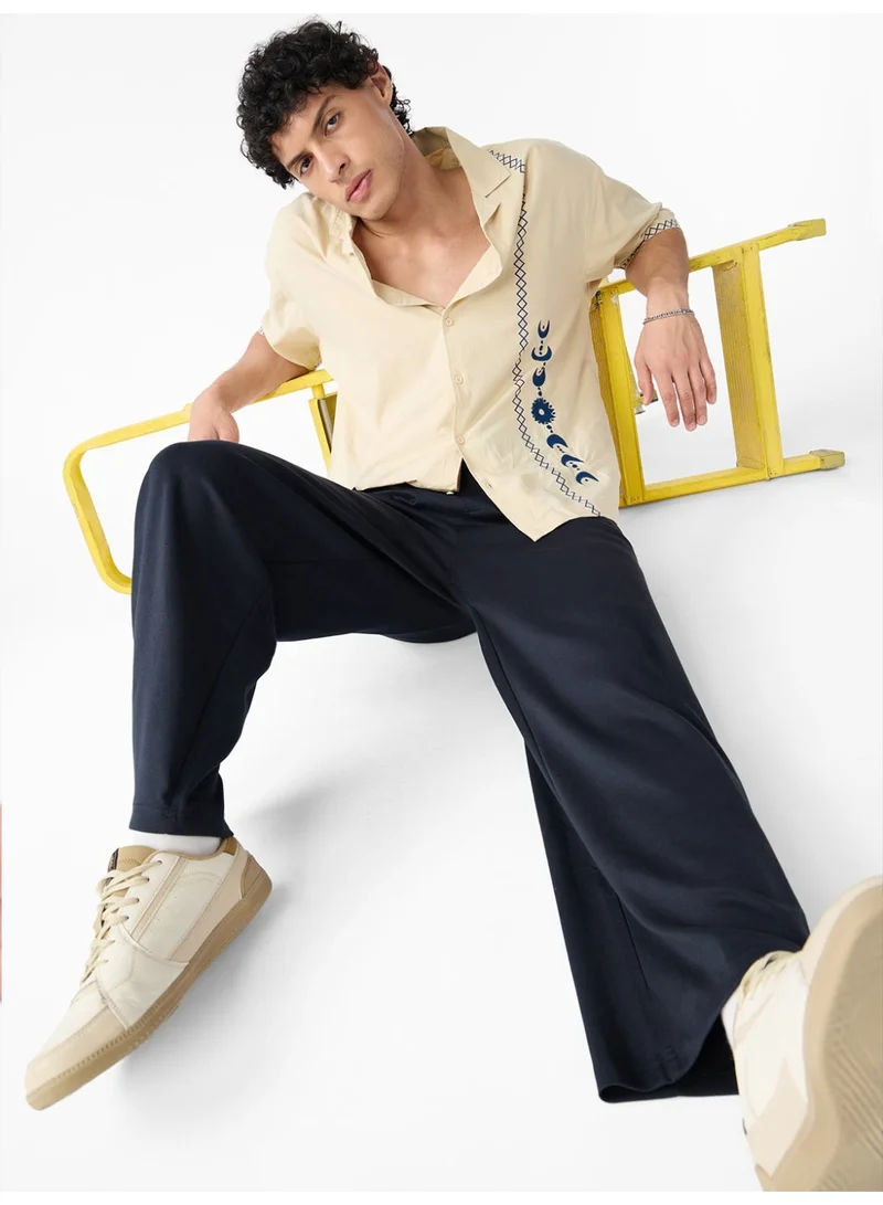 The Souled Store Navy Blue The Souled Store Men Navy Solid Baggy Fit Korean Joggers for Men | Best Price UAE