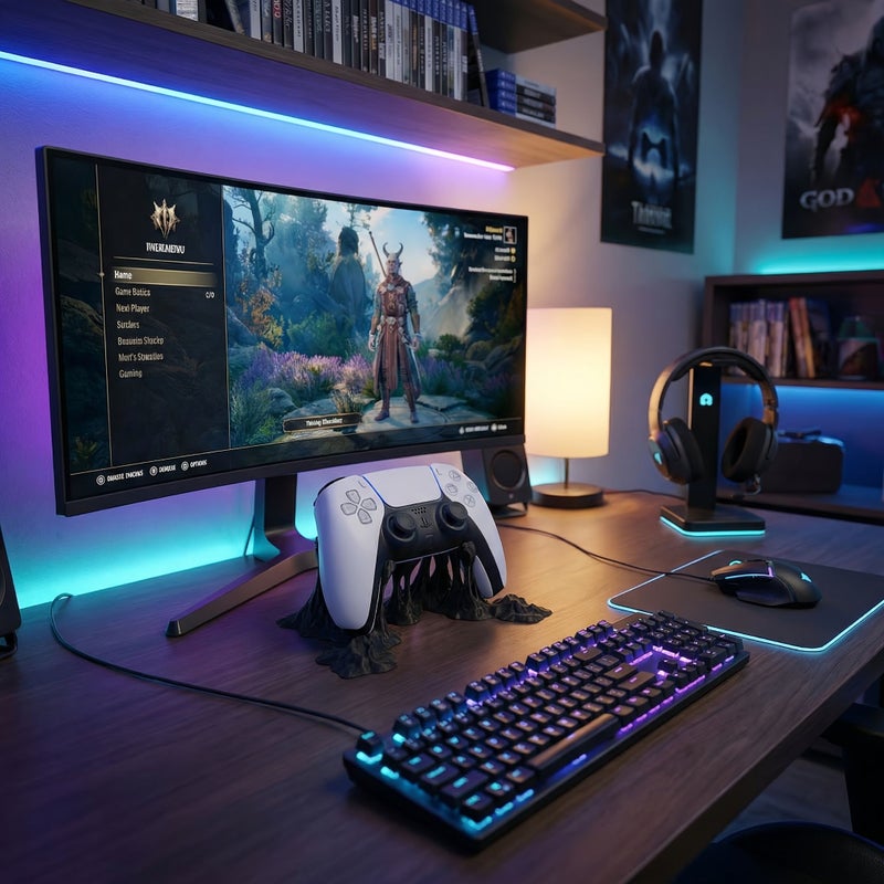 حامل جهاز PS5 على شكل صخرة مرجان أسود منظم مكتبي بطابع طبيعي - Image 1