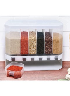 Generic Wall Mounted Plastic 6 Grid Cereal Dry Food Dispenser for Storage Organizer Airtight Container Set For Kitchen Cereal Masala Rice Dispenser Bowl  - Image 1