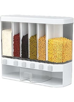 Generic Wall Mounted Plastic 6 Grid Cereal Dry Food Dispenser for Storage Organizer Airtight Container Set For Kitchen Cereal Masala Rice Dispenser Bowl  - Image 2