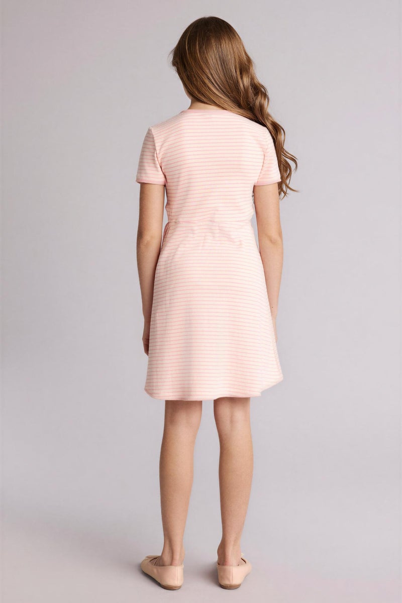 DeFacto Pink Girl Striped Cotton Dress Casual - Image 5