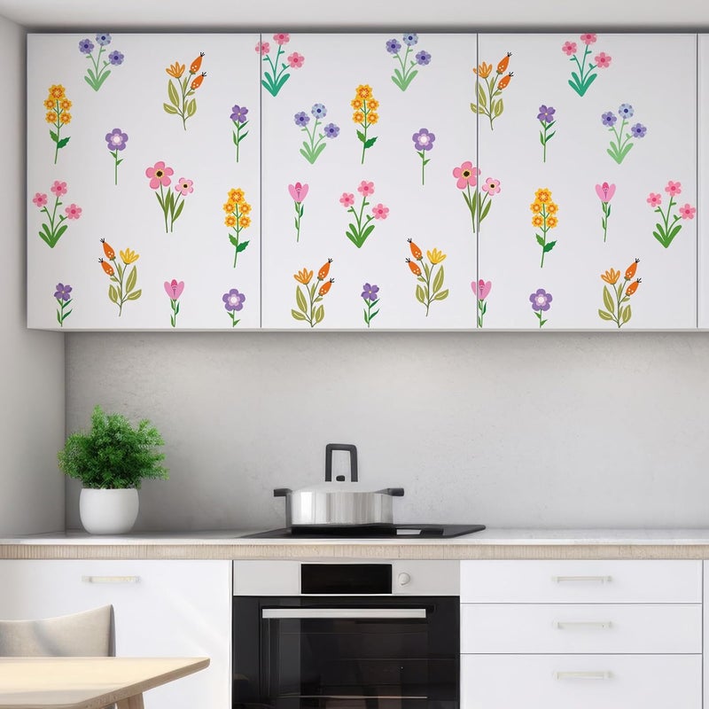 Zonon 6 Pcs Flowers Wall Decals Stickers Vinyl Removable Peel and Stick Colorful Dragonflies Floral Wall Murals Decor for Bedroom Living Room Nursery(Small Flower) - Image 4