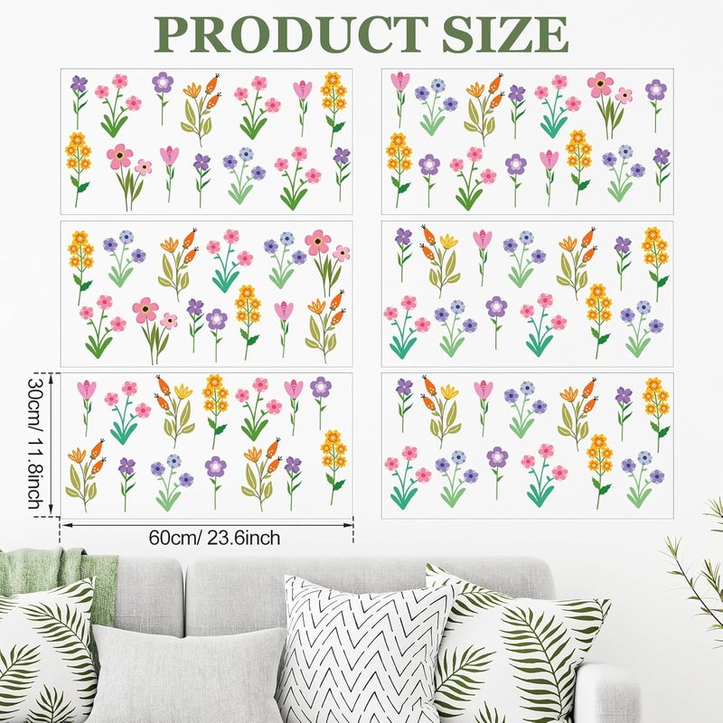 Zonon 6 Pcs Flowers Wall Decals Stickers Vinyl Removable Peel and Stick Colorful Dragonflies Floral Wall Murals Decor for Bedroom Living Room Nursery(Small Flower) - Image 3