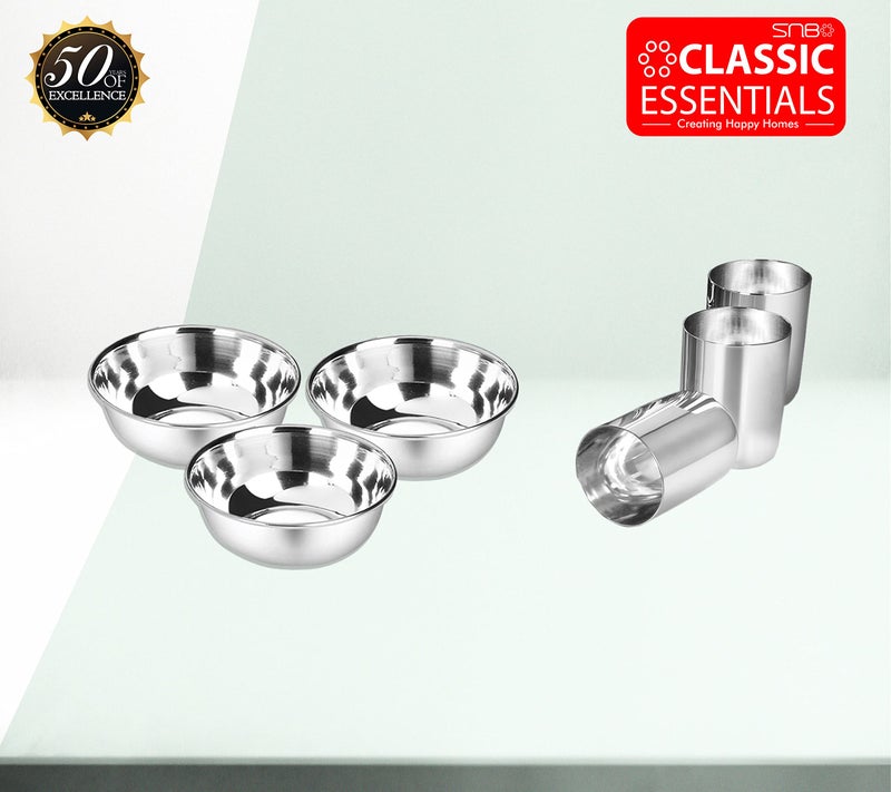 Classic Essentials Stainless Steel Dinner Set | Heavy Gauge Stainless Steel Dinner Set | Kitchen Set for Home | Shagun Set/Bartan Set | Plain Design, Set of 50 - Image 5