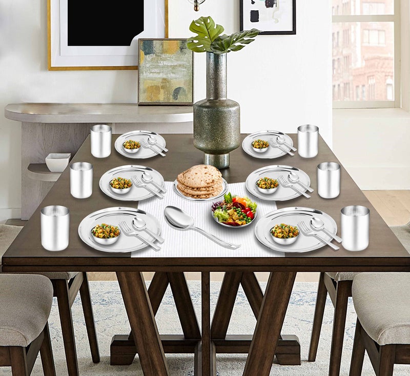 Classic Essentials Stainless Steel Dinner Set | Heavy Gauge Stainless Steel Dinner Set | Kitchen Set for Home | Shagun Set/Bartan Set | Plain Design, Set of 50 - Image 2