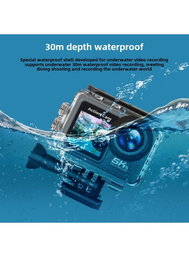 Explosions Sports Camera Anti-shake 5K Version Of High-definition Dual-screen Outdoor Riding Portable Recorder Waterproof Camera-Color:Camera Special Card 32g  - Image 2