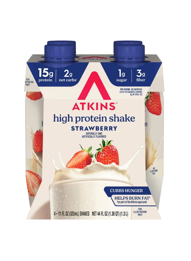 Atkins شيك غني بالبروتين بنكهة الفراولة 4 شيكات 11 أونصة سائلة (325 مل) لكل منها - Image 4