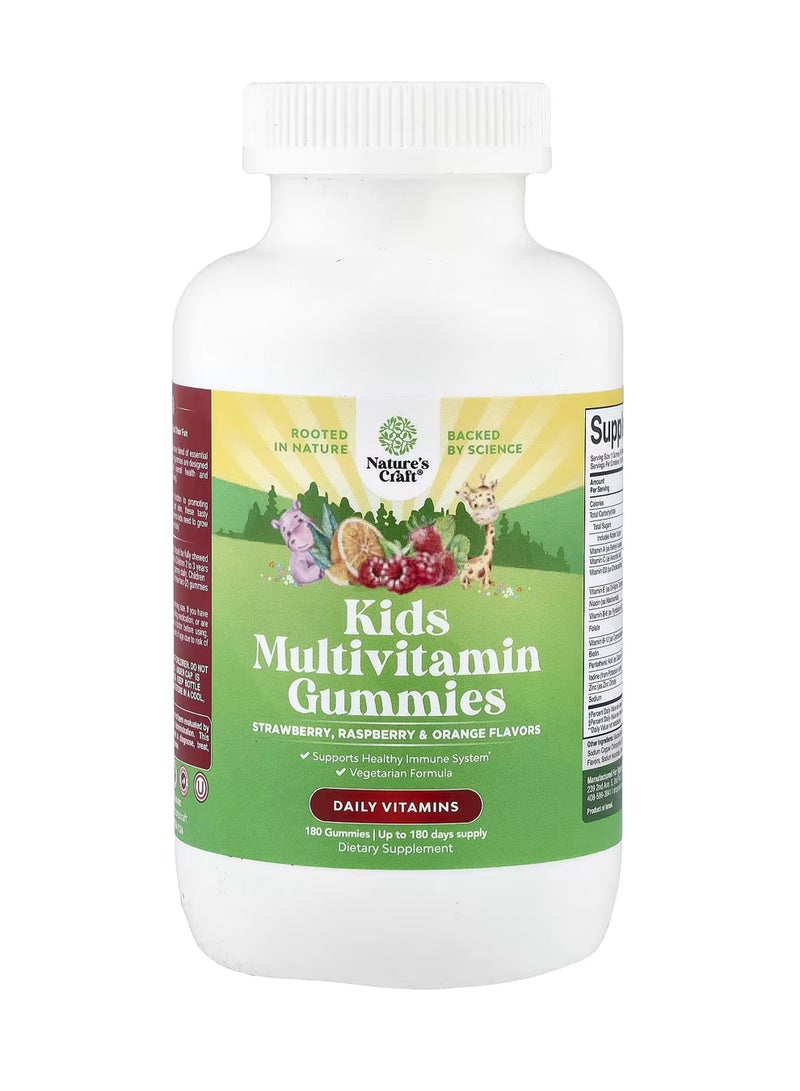 Nature's Craft Kids Multivitamin Gummies, Strawberry , Raspberry & Orange, 180 Gummies