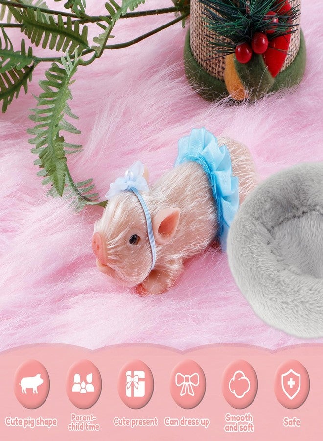 HOTBEST Silicone Pig Silicone 5 Inch Lifelike Pig Doll with Nursing Bottle and Clothing Accessories Cute Realistic Miniature Reborn Interesting Full Body Toys (White F) - Image 3