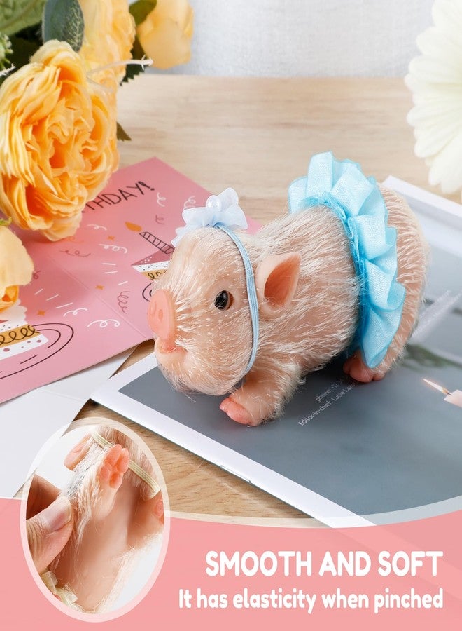 HOTBEST Silicone Pig Silicone 5 Inch Lifelike Pig Doll with Nursing Bottle and Clothing Accessories Cute Realistic Miniature Reborn Interesting Full Body Toys (White F) - Image 5