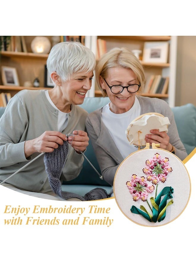 HASTHIP® DIY Embroidery Kit for Beginners, Aldult, Complete Starter Set with Floral Pattern, Instructions, Needle, Thread, Embroidery Cloth, Fabric Arts & Crafts Gift - Image 4