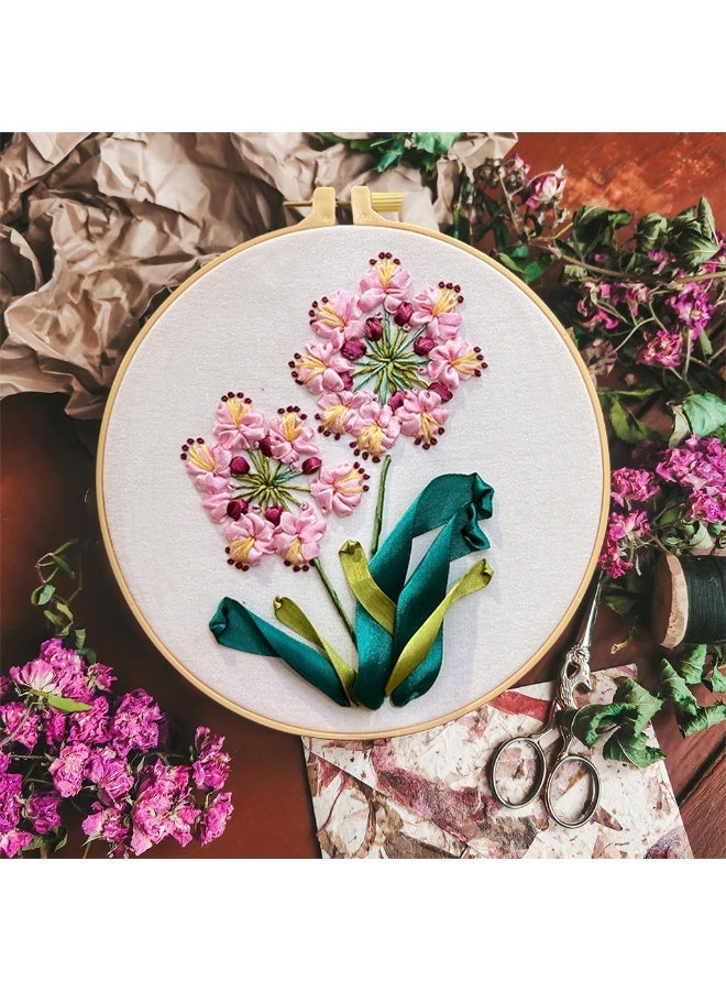 HASTHIP® DIY Embroidery Kit for Beginners, Aldult, Complete Starter Set with Floral Pattern, Instructions, Needle, Thread, Embroidery Cloth, Fabric Arts & Crafts Gift - Image 2