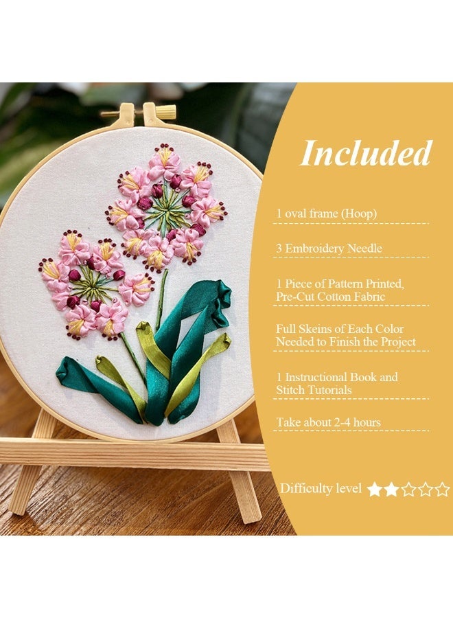 HASTHIP® DIY Embroidery Kit for Beginners, Aldult, Complete Starter Set with Floral Pattern, Instructions, Needle, Thread, Embroidery Cloth, Fabric Arts & Crafts Gift - Image 5