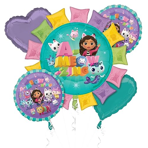 Amscan Anagram 4553101 - Gabby's Dollhouse Foil Balloon Bouquet - 5 Pieces - Image 3