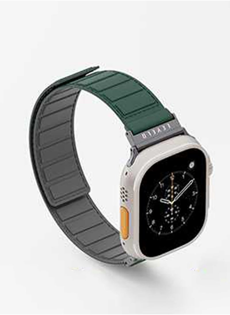 LEVELO - Cosmo Magnet Silicone Watch Band for Apple Watch 45/44/42mm / Easy Install and Removal / Wide Compatibility / Premium Material / Dual Color - Black/Green - Image 1