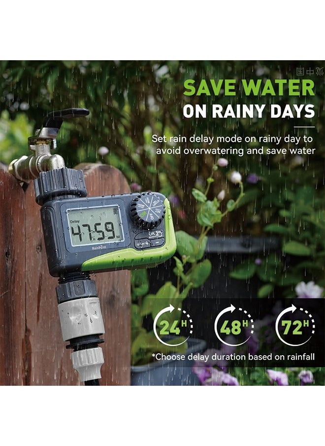 RAINPOINT - RAINPOINT Sprinkler Timer, Programmable Water Timer for Garden Hose, Outdoor Soaker Hose Timer with Rain Delay/Manual/Automatic Watering System, Digital Irrigation Timer for Yard, Lawn, 1 Outlet - Image 1