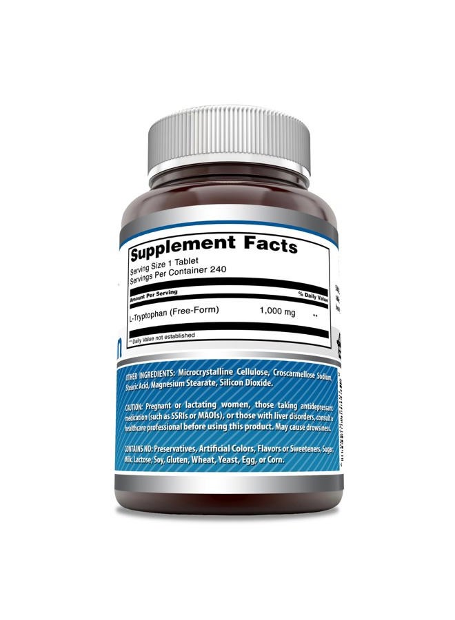 Amazing Nutrition أقراص L-تريبتوفان 1000 ملغ من Amazing Formulas | خالي من الكائنات المعدلة وراثيًا | خالي من الغلوتين | صنع في الولايات المتحدة (240 حبة) - Image 2